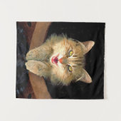 かわいいオリジナルキャットアート - 狂った猫の絵 タペストリー (正面(横))