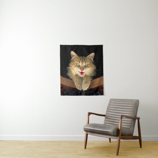 かわいいオリジナルキャットアート - 狂った猫の絵 タペストリー (インサイチュ)
