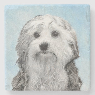 かわいいオリジナル犬アート - ロイチェン絵画 ストーンコースター
