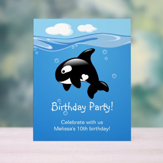 かわいいオルカクジラの誕生日パーティー アクリルサイン (ニュートラル)