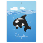 かわいいオルカホエールイン海と名前をカスタムする クリップボード (裏面)