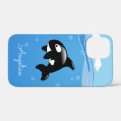 かわいいオルカホエールイン海と名前をカスタムする Case-Mate iPhoneケース (裏面 (横))