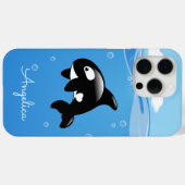 かわいいオルカホエールイン海と名前をカスタムする Case-Mate iPhoneケース (裏面 (横))