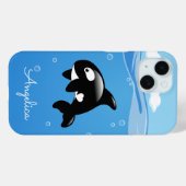 かわいいオルカホエールイン海と名前をカスタムする Case-Mate iPhoneケース (裏面 (横))