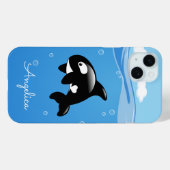 かわいいオルカホエールイン海と名前をカスタムする Case-Mate iPhoneケース (裏面 (横))