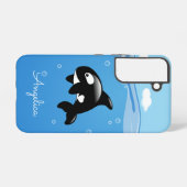 かわいいオルカホエールイン海と名前をカスタムする SAMSUNG GALAXYケース (裏面横)