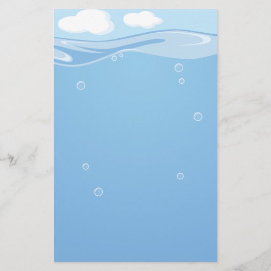 かわいいオルカホエールイン海ライトブルー 便箋 (裏面)