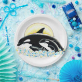 かわいいオルカホエールファミリーインクアート ペーパープレート (パーティー)