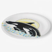 かわいいオルカホエールファミリーインクアート ペーパープレート (アングル)