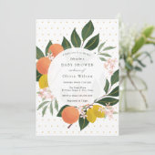 かわいいオレンジとグリーンのベイビーシャワー 招待状 (スタンド正面)