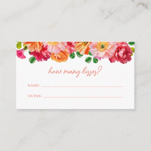 かわいいオレンジと明るいピンクのフローラどれだけのキス エンクロージャーカード (正面)