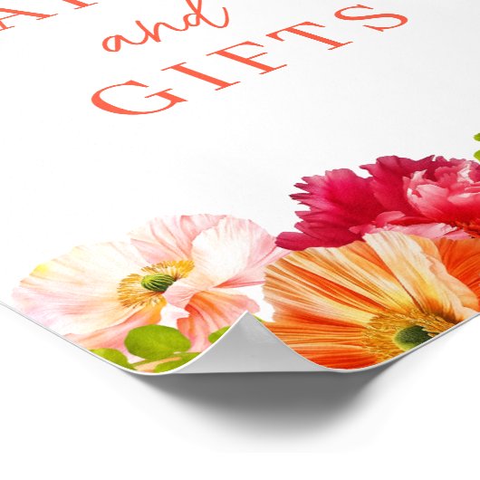 かわいいオレンジと明るいピンクのフローラカードとギフト ポスター (角)