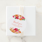かわいいオレンジと明るいピンクの花のブライダルシャワー フェイバータグ (インサイチュ)