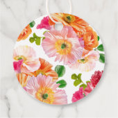 かわいいオレンジと明るいピンクの花のプリンセスシャワー フェイバータグ (裏面)