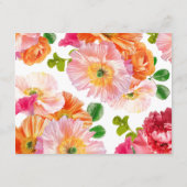 かわいいオレンジと明るいピンクの花柄のアドバイスカード エンクロージャーカード (裏面)