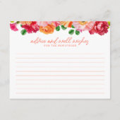 かわいいオレンジと明るいピンクの花柄のアドバイスカード エンクロージャーカード (正面)
