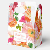 かわいいオレンジと明るいピンクの花柄のウェディングゲーブル フェイバーボックス (オープン)