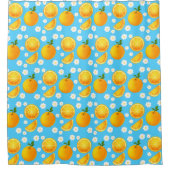 かわいいオレンジと白い花 シャワーカーテン (正面)