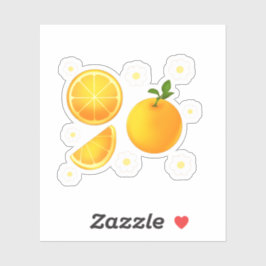 かわいいオレンジと白い花 シール