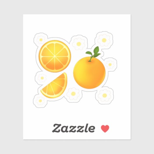 かわいいオレンジと白い花 シール (シート)