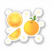 かわいいオレンジと白い花 シール (正面)