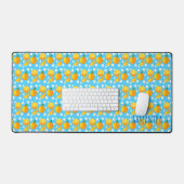 かわいいオレンジと白い花 デスクマット (キーボード&マウス)