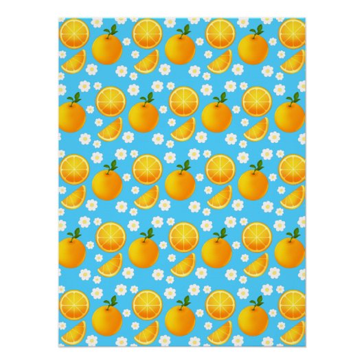 かわいいオレンジと白い花 ポスター (正面)