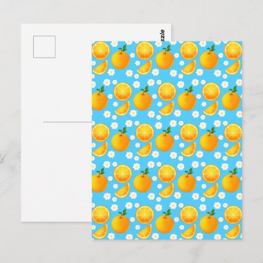 かわいいオレンジと白い花 ポストカード (正面/裏面)