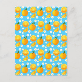 かわいいオレンジと白い花 ポストカード