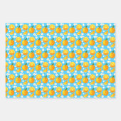 かわいいオレンジと白い花 ラッピングペーパーシート (正面3)