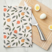 かわいいオレンジと葉の柄 キッチンタオル (四つ折り)