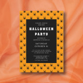 かわいいオレンジと黒のクモのハロウィンパーティー 招待状
