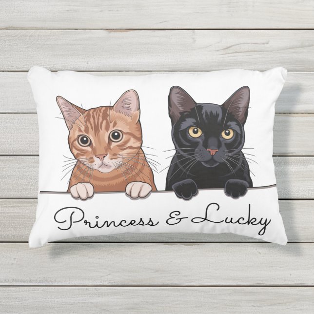 かわいいオレンジと黒の子猫名前をカスタムする アウトドアクッション (正面)