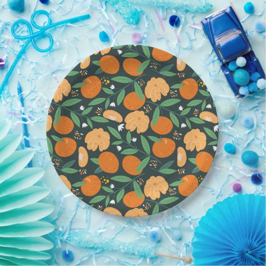 かわいいオレンジのかんきつ類のパーティー  ペーパープレート (パーティー)