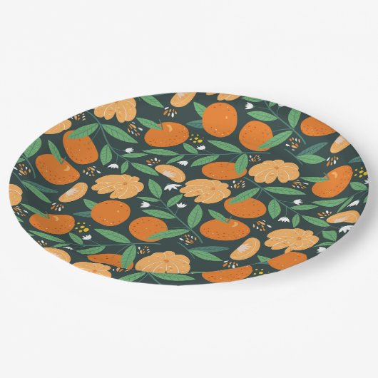 かわいいオレンジのかんきつ類のパーティー  ペーパープレート (アングル)