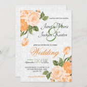 かわいいオレンジのウェディングフラワー 招待状 (正面/裏面)