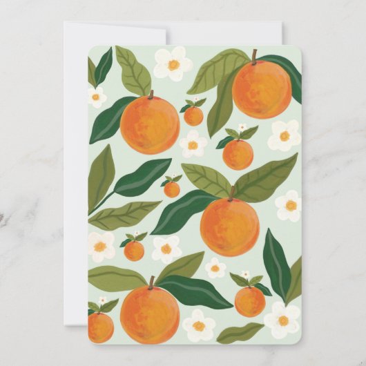 かわいいオレンジのシトラス 1歳の誕生日パーティーへの招待状 招待状 (裏面)