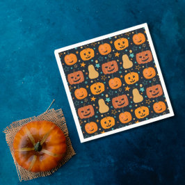 かわいいオレンジのジャック・オ・ランタンのかぼちゃ ハロウィン スタンダードカクテルナプキン