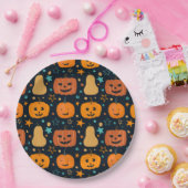 かわいいオレンジのジャック・オ・ランタンのかぼちゃ ハロウィン ペーパープレート (パーティー)