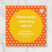 かわいいオレンジのデイジー ブライダルシャワー カスタム サンクス フェイバータグ (裏面)