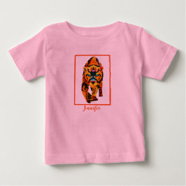 かわいいオレンジのトラのイラスト キッズTシャツ ベビーTシャツ