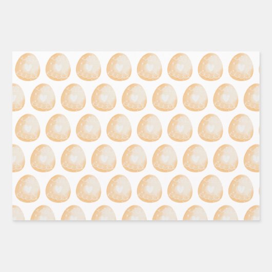 かわいいオレンジのニンジン、イースターエッグと水玉模様 ラッピングペーパーシート (正面2)