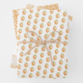 かわいいオレンジのニンジン、イースターエッグと水玉模様 ラッピングペーパーシート (インサイチュ)