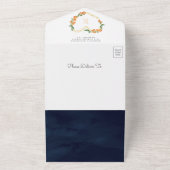 かわいいオレンジのネイビー ベイビー シャワーのお知らせ オールインワン招待状 (外側)