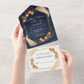 かわいいオレンジのネイビー ベイビー シャワーのお知らせ オールインワン招待状 (貼ってはがせる)