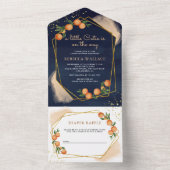 かわいいオレンジのネイビー ベイビー シャワーのお知らせ オールインワン招待状 (内側)