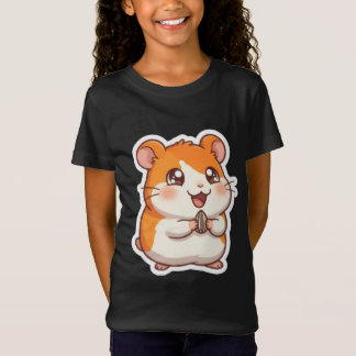 かわいいオレンジのハムスターがひまわりの種を持つデザインK Tシャツ