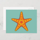 かわいいオレンジのヒトデ漫画 シーズンポストカード (正面/裏面)