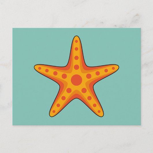 かわいいオレンジのヒトデ漫画 シーズンポストカード (正面)