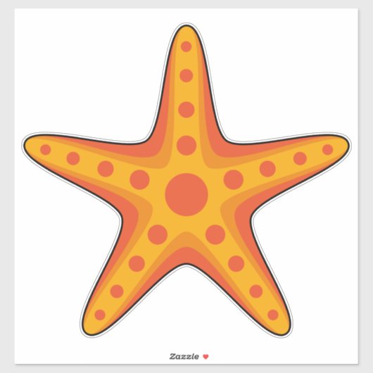 かわいいオレンジのヒトデ漫画 シール (シート)